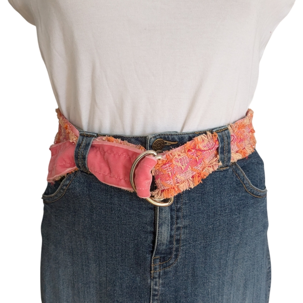Loop de Loop Pink and Orange Tweed Belt - Picture 3 of 9